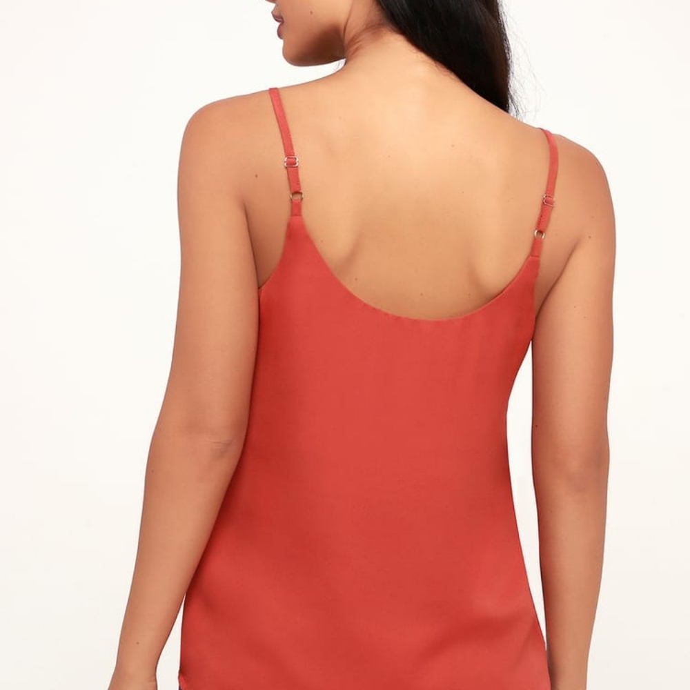 Lulu's Rust Orange Mesh Tank Top Small - Picture 9 of 9